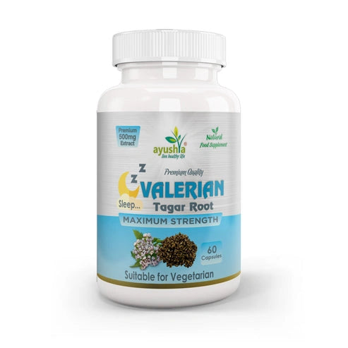 Aaponminimarket Ayushya Valerian Capsules (Tagar) Restful Sleep Support - Vegan, Gluten Free, Non-GMO, 60 Capsules
