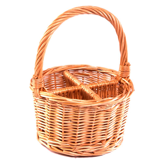 Wicker Round Cutlery or Glass Drinks Basket