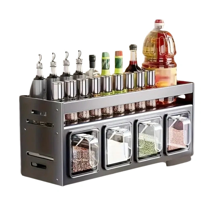 Aaponminimarket Wall-Mounted Aluminum Spice & Seasoning Organizer Set