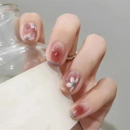 White Small Flower Acrylic Press-On Nails