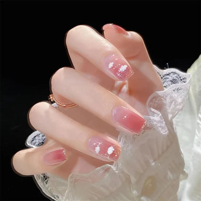White Floral Press-On Nails