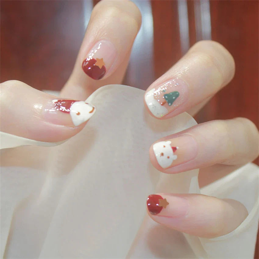 White Floral Press-On Nails