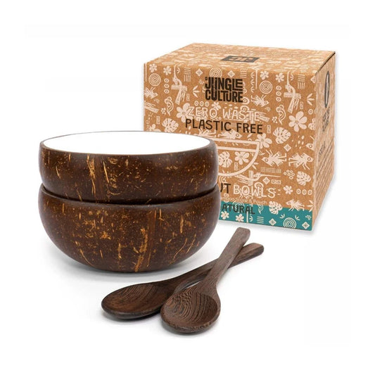 Aapon mini market -White Lacquer Coconut Bowls & Spoons Set