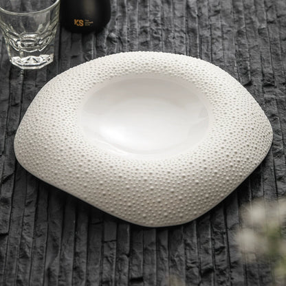Aapon mini market -Handcrafted Porcelain Plate with Sesame Grain Texture