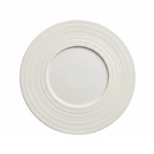 Aapon mini market - Wide-Rim Brushed Ceramic Plate 