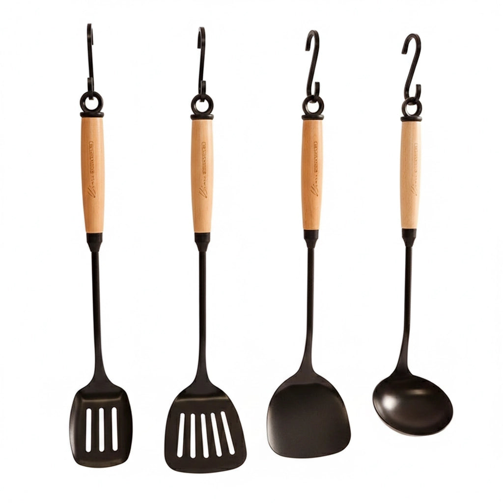 Aapon mini market -Wooden Handle Kitchen Utensils Set