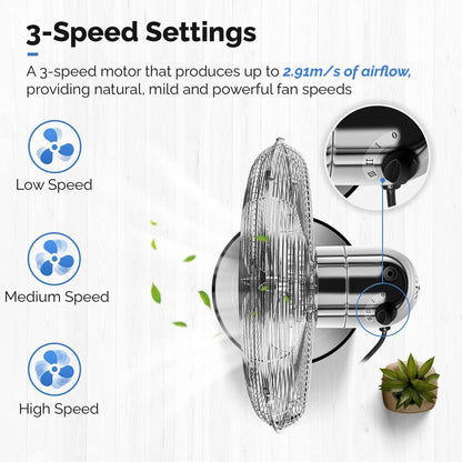 Senelux 16 Inch Metal Pedestal Floor Fan