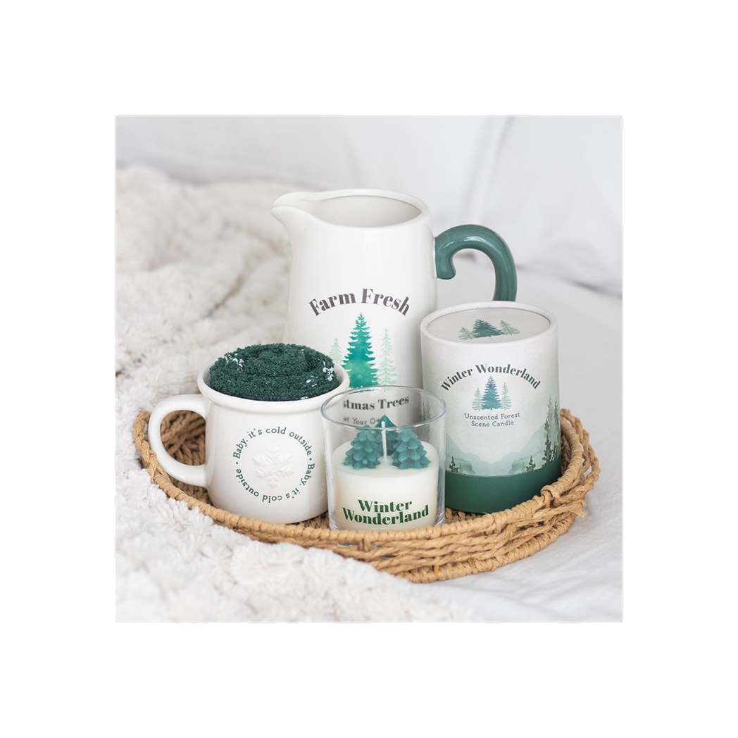 Farm Fresh Christmas Trees Ceramic Jug – Cream & Green – view 3