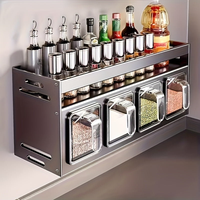 Wall-Mounted Aluminum Spice & Seasoning Organizer Set
