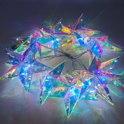 Iridescent LED Star String Lights – 3.2m, 10 Stars, Battery – view 3