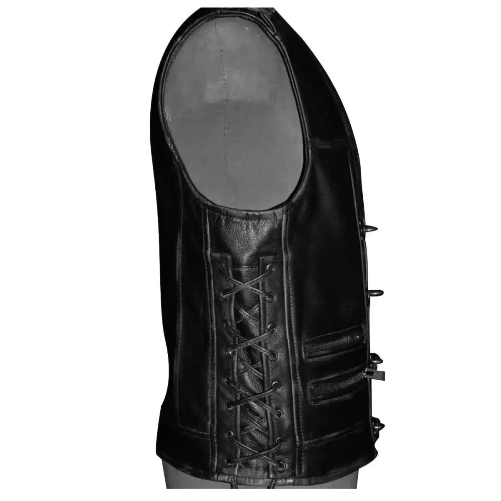 Men’s Black Leather Biker Vest