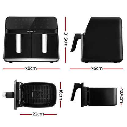 Aaponminimarket NNEDSZ Devanti 8L Dual Zone Air Fryer