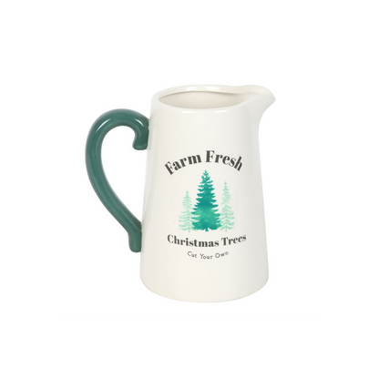 Farm Fresh Christmas Trees Ceramic Jug – Cream & Green – view 5