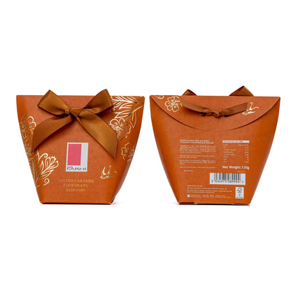 Salted Caramel Blonde Chocolate Almonds Bow Box 130g Snack | Palm Oil Free