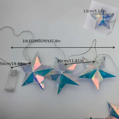 Iridescent LED Star String Lights – 3.2m, 10 Stars, Battery – view 4