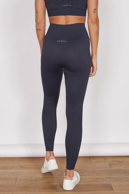 Piper Navy Seamless High Waisted Yoga Leggings – Petite, Recycled Nylon