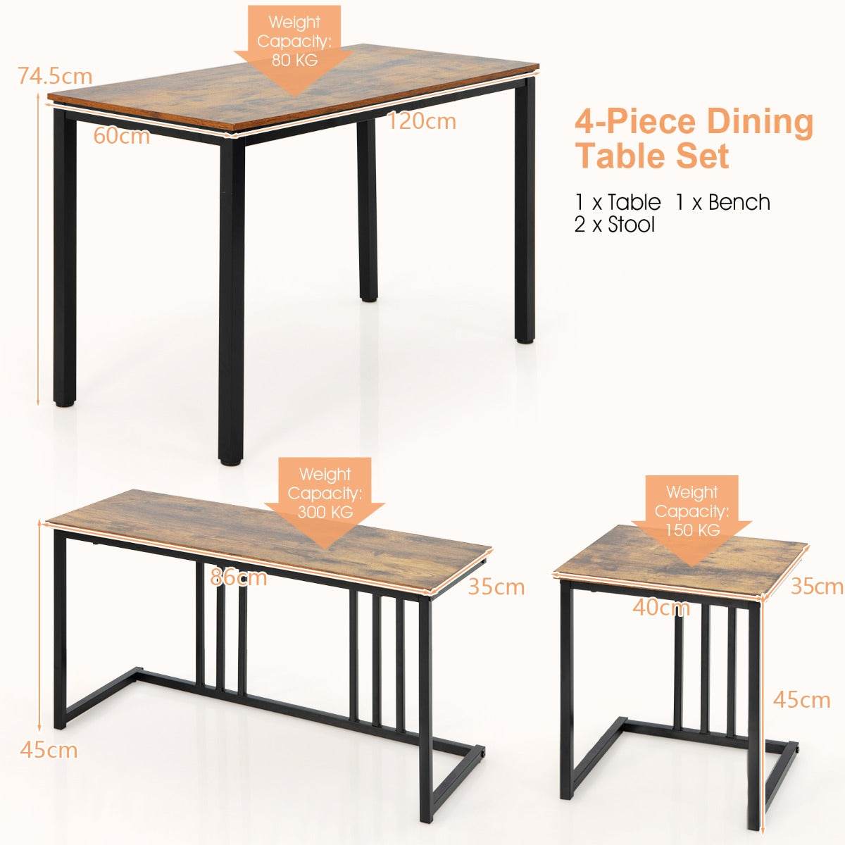 Aapon mini market -NNECW 4-Piece Dining Table Set 