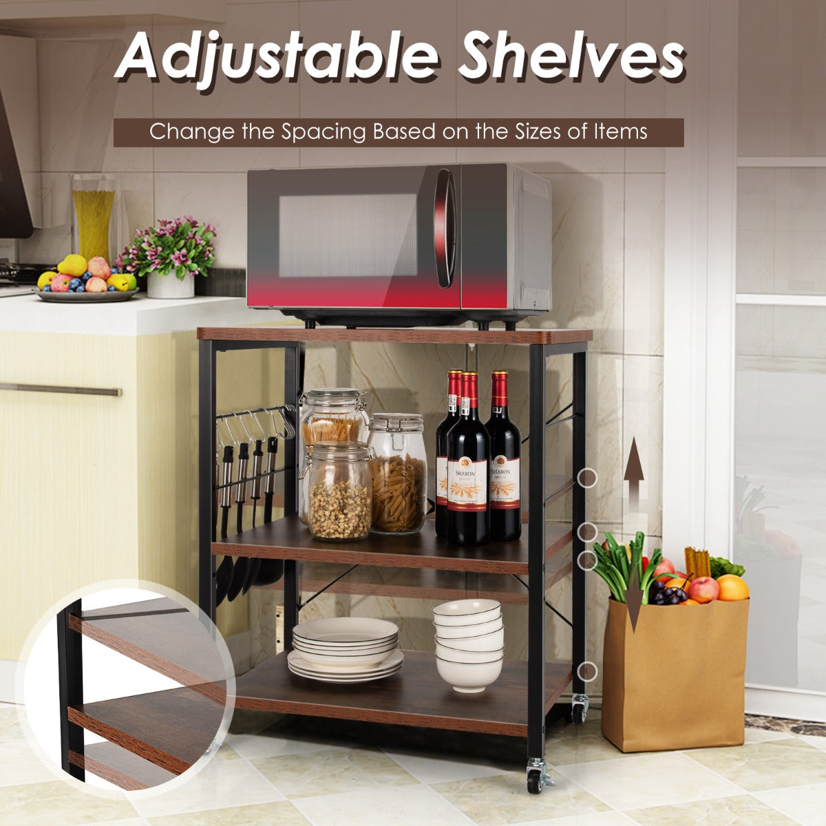 Aapon mini market -NNECW 3-Layer Kitchen Rolling Cart
