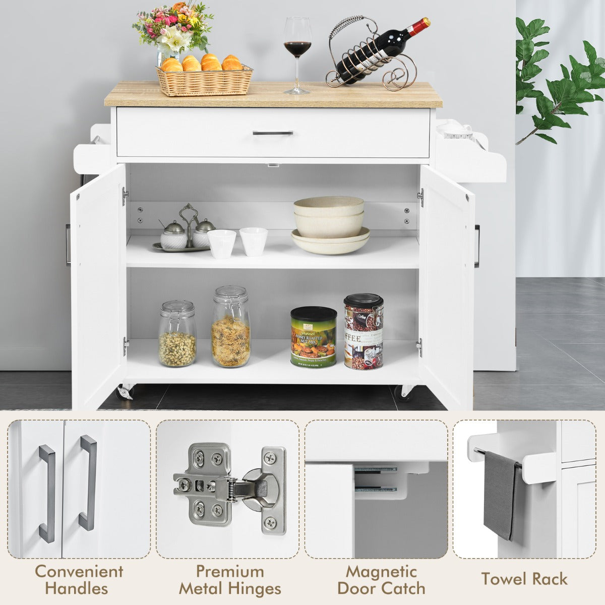 Aapon mini market - NNECW Portable Kitchen Island with Lockable Rubber Casters for Kitchen