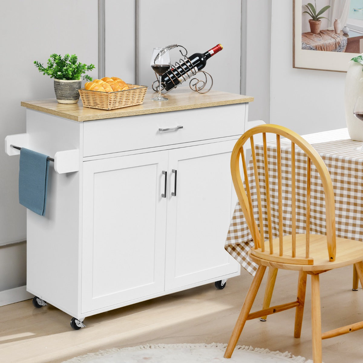 Aapon mini market - NNECW Portable Kitchen Island with Lockable Rubber Casters for Kitchen