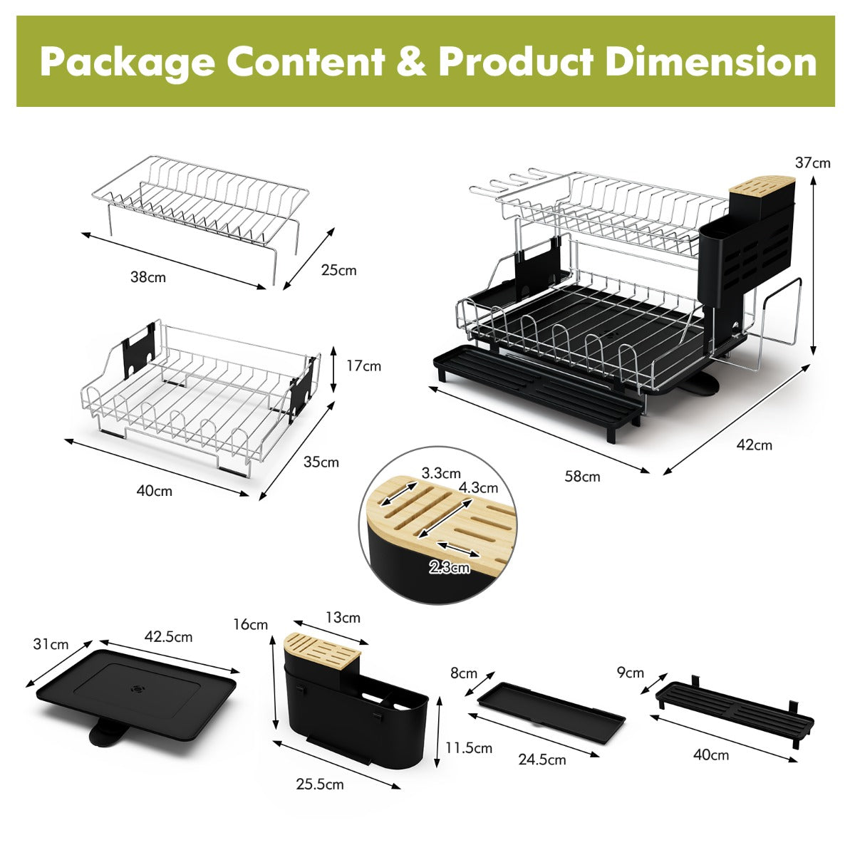 Aapon mini market -NNECW 2-Tier Detachable Dish Drying Rack 
