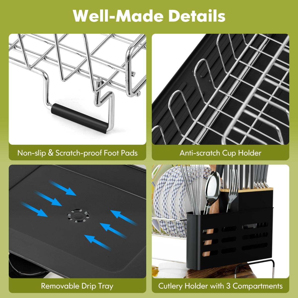 Aapon mini market -NNECW 2-Tier Detachable Dish Drying Rack 