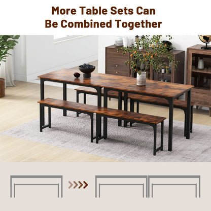 Aapon mini market -NNECW Space-saving Dining Table Set for 4 with 2 Benches