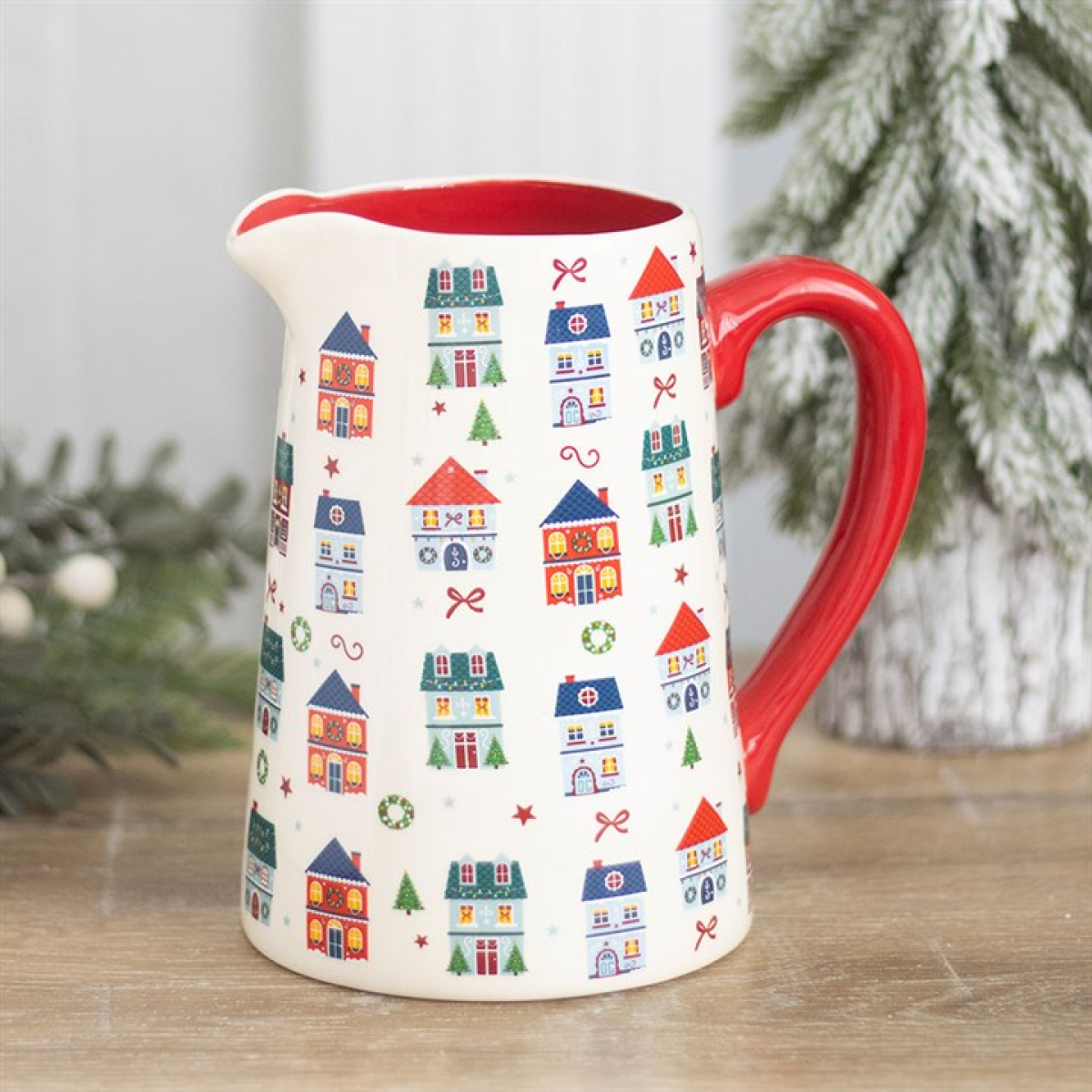 Christmas Street Print Ceramic Flower Jug – view 3