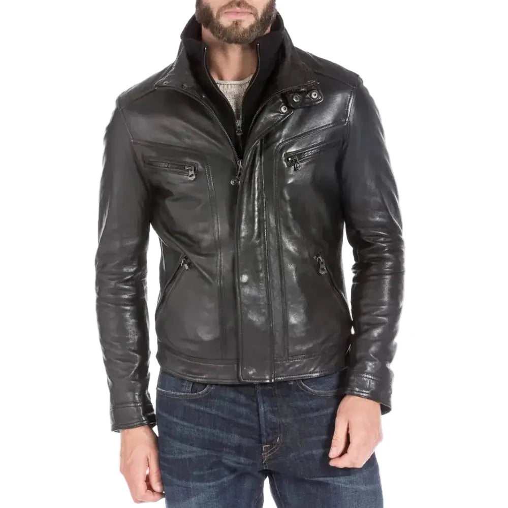 Men’s Black Leather Sports Jacket