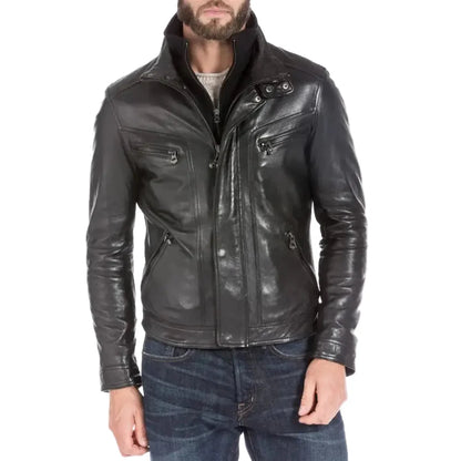 Men’s Black Leather Sports Jacket