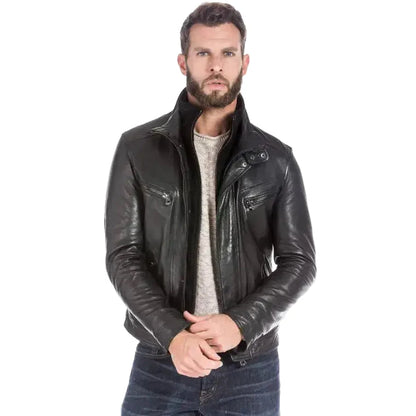 Men’s Black Leather Sports Jacket