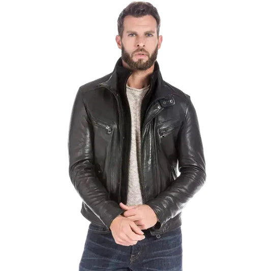 Men’s Black Leather Sports Jacket