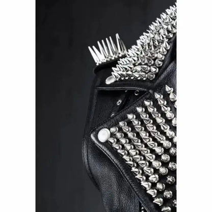 Studded Black Leather Biker Vest