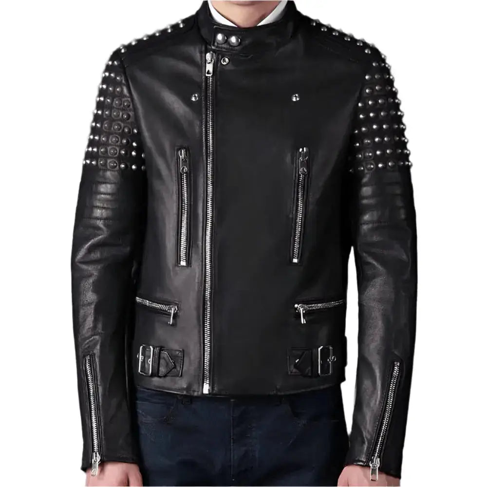 Men’s Black Studded Leather Jacket