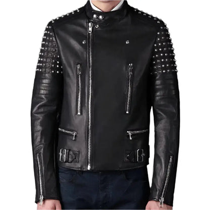 Men’s Black Studded Leather Jacket