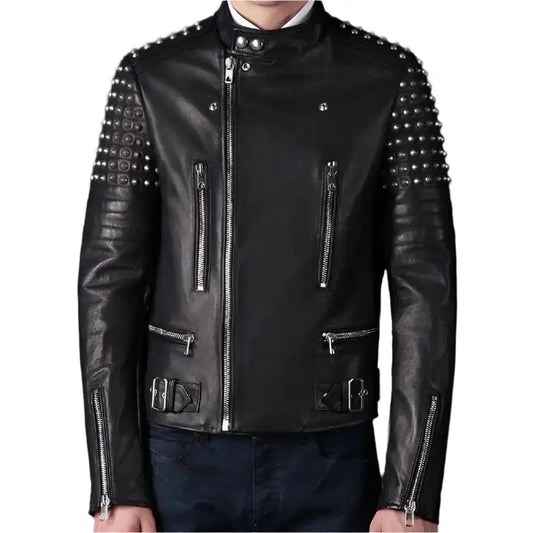 Men’s Black Studded Leather Jacket