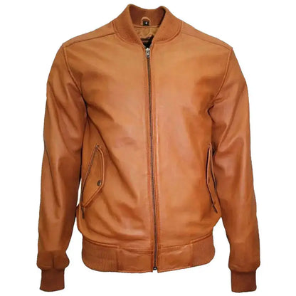 Mens Lambskin Leather Bomber Jacket