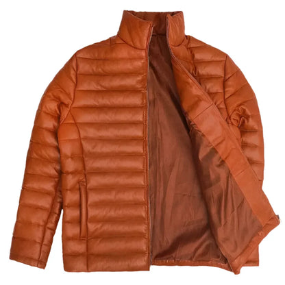 Men’s Quilted Leather Puffer Jacket