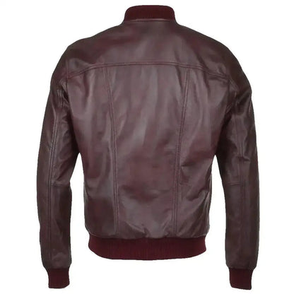 Mens Oxblood Leather Bomber Jacket