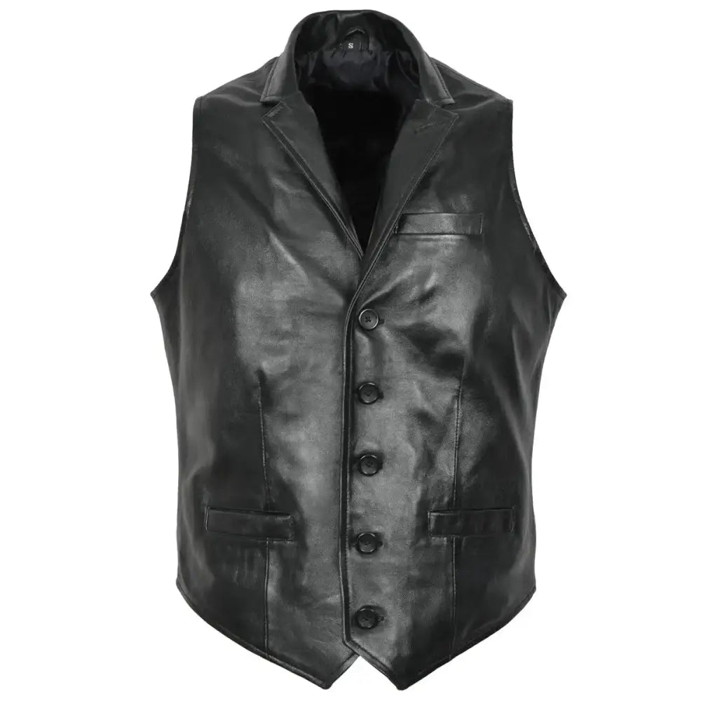 Men’s Black Leather Party Vest