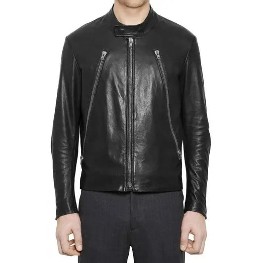 Men’s Retro Black Leather Moto Jacket