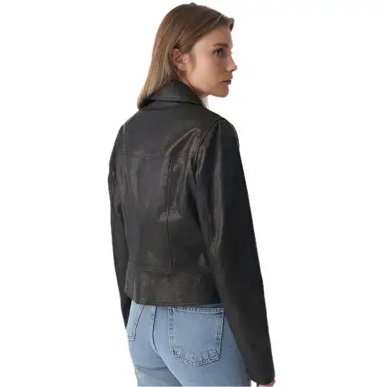 Women’s Natural Grain Black Biker Jacket
