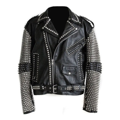 Men’s Punk Rock Studded Leather Jacket