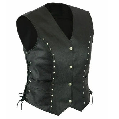 Women’s Punk Motorcycle Leather Vest