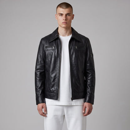 Men’s Buster Slim-Fit Leather Jacket