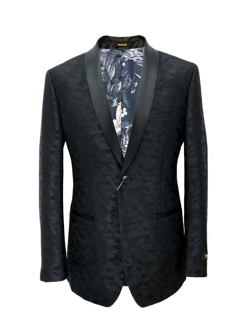 Black Jacquard Brocade Dinner Jacket