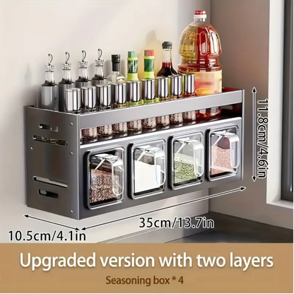 Wall-Mounted Aluminum Spice & Seasoning Organizer Set