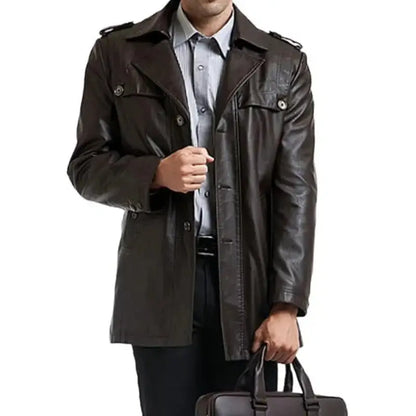 Men’s Black Motorcycle Leather Coat
