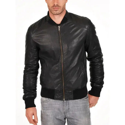 Men’s Sheepskin Quilted Bomber Jacket