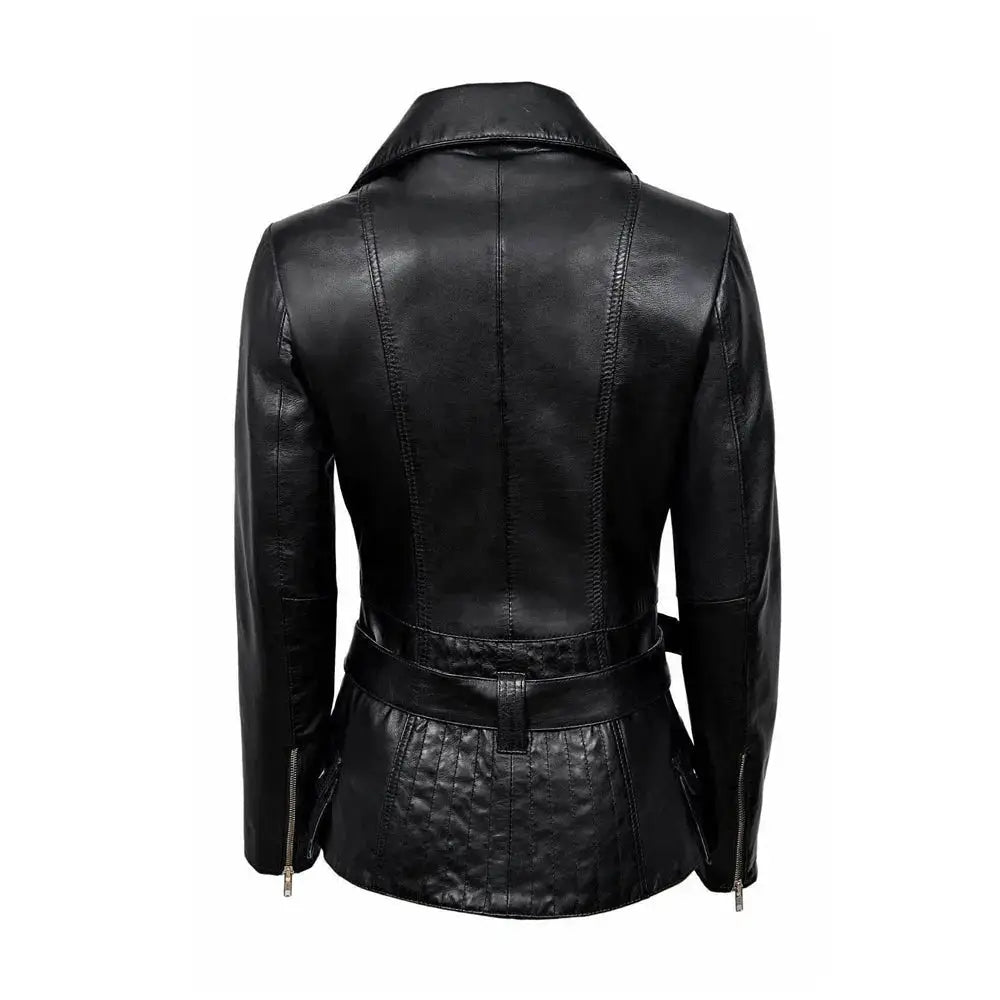 Women’s Feminine Retro Vintage Biker Leather Jacket